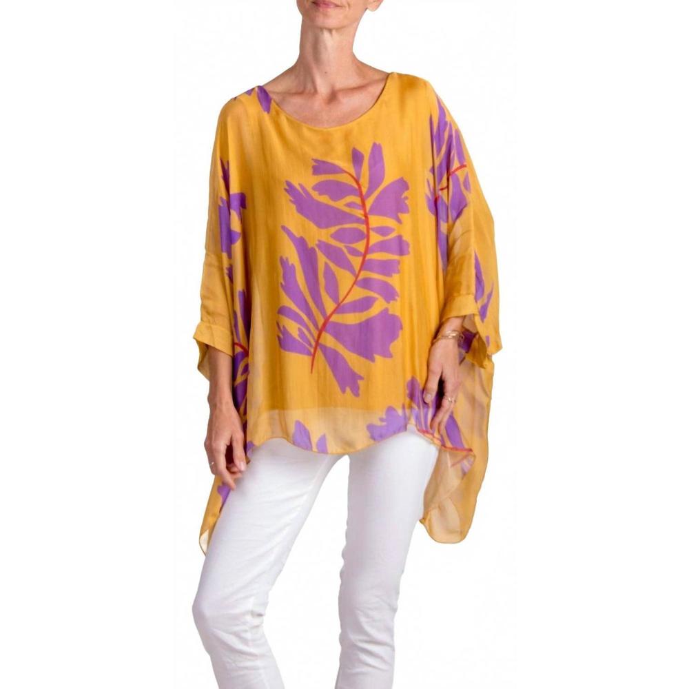 NEW GIGI MODA seta foglia kaftan in mustard